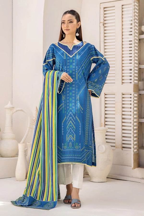 2PC Unstitched Printed Lawn Shirt and Dupatta KSD-2484 Printed KHAS STORES 