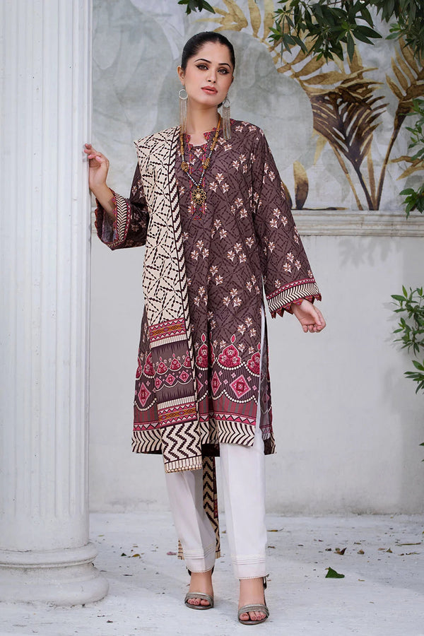 2PC Unstitched Printed Lawn Shirt and Dupatta KSD-2657 Printed KHAS STORES 
