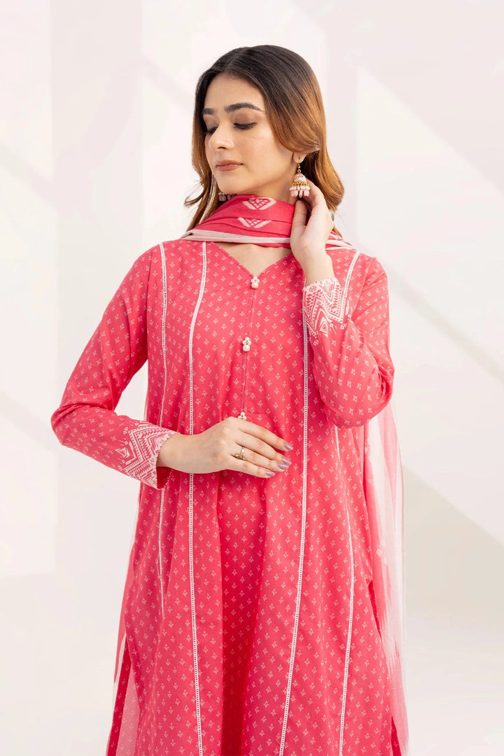 2PC Unstitched Printed Lawn Shirt and Dupatta KSD-3223 Printed KHAS STORES 