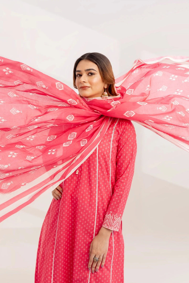 2PC Unstitched Printed Lawn Shirt and Dupatta KSD-3223 Printed KHAS STORES 