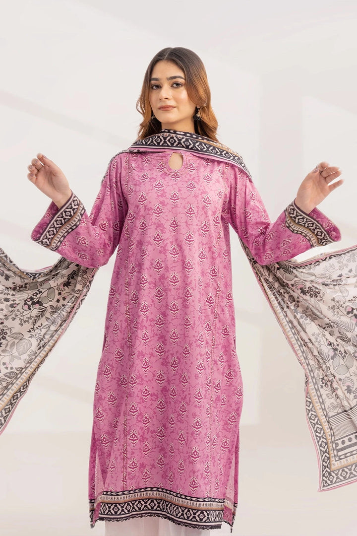 2PC Unstitched Printed Lawn Shirt and Dupatta KSD-3224 Printed KHAS STORES 