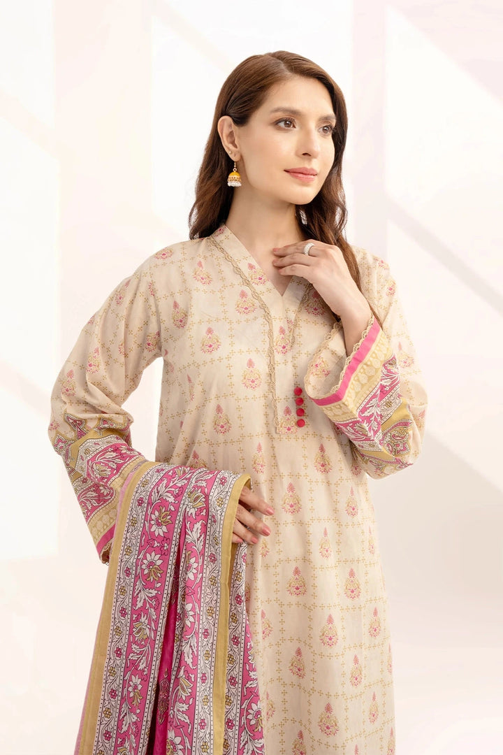 2PC Unstitched Printed Lawn Shirt and Dupatta KSD-3226 Printed KHAS STORES 