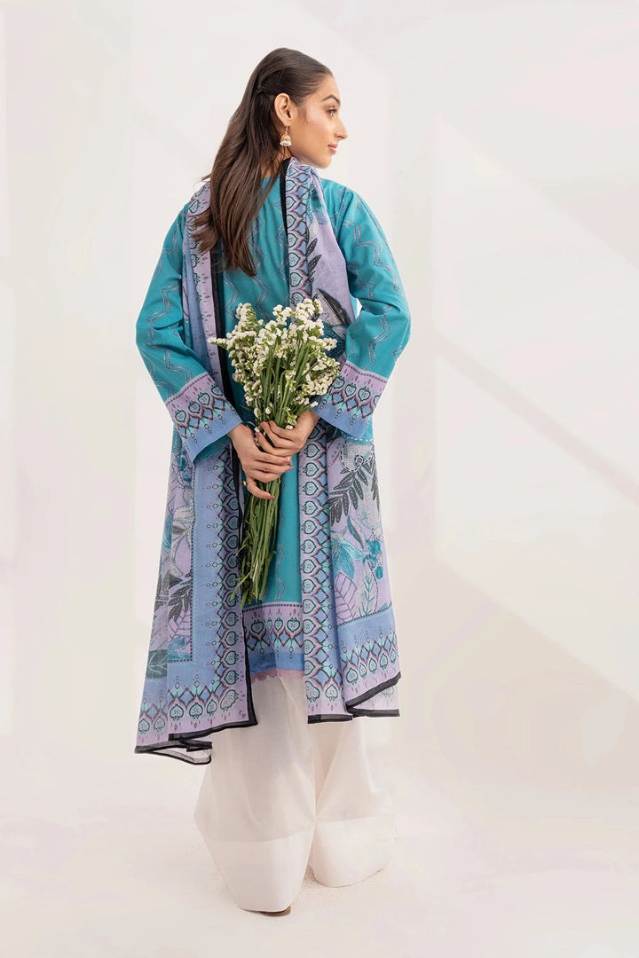 2PC Unstitched Printed Lawn Shirt and Dupatta KSD-3227 Printed KHAS STORES 
