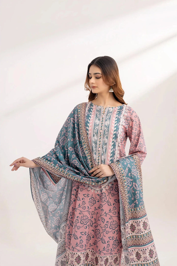 2PC Unstitched Printed Lawn Shirt and Dupatta KSD-3228 Printed KHAS STORES 