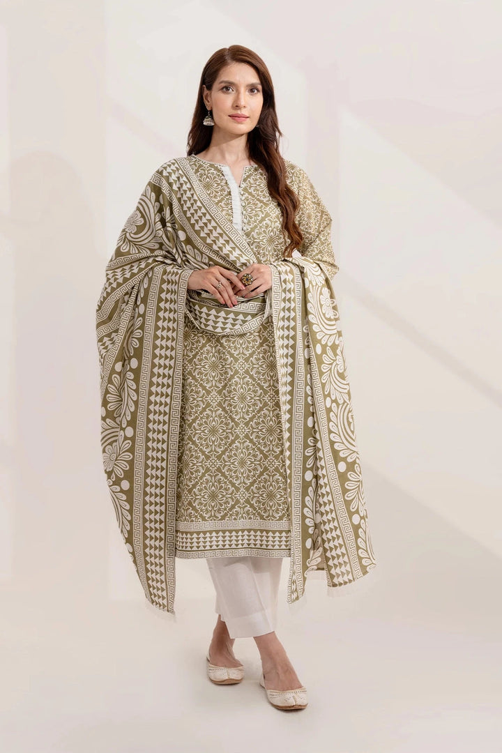 2PC Unstitched Printed Lawn Shirt and Dupatta KSD-3229 Printed KHAS STORES 