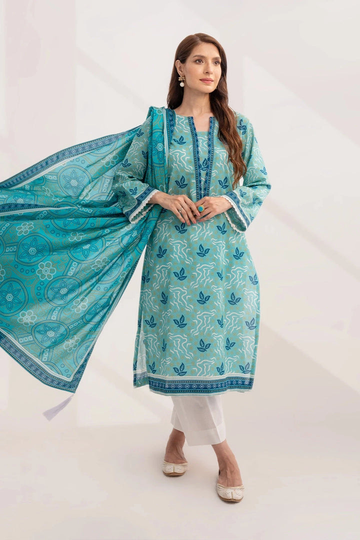 2PC Unstitched Printed Lawn Shirt and Dupatta KSD-3230 Printed KHAS STORES 