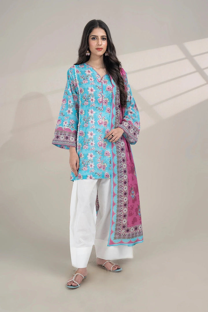 2PC Unstitched Printed Lawn Shirt and Dupatta KSD-3381 Printed KHAS STORES 