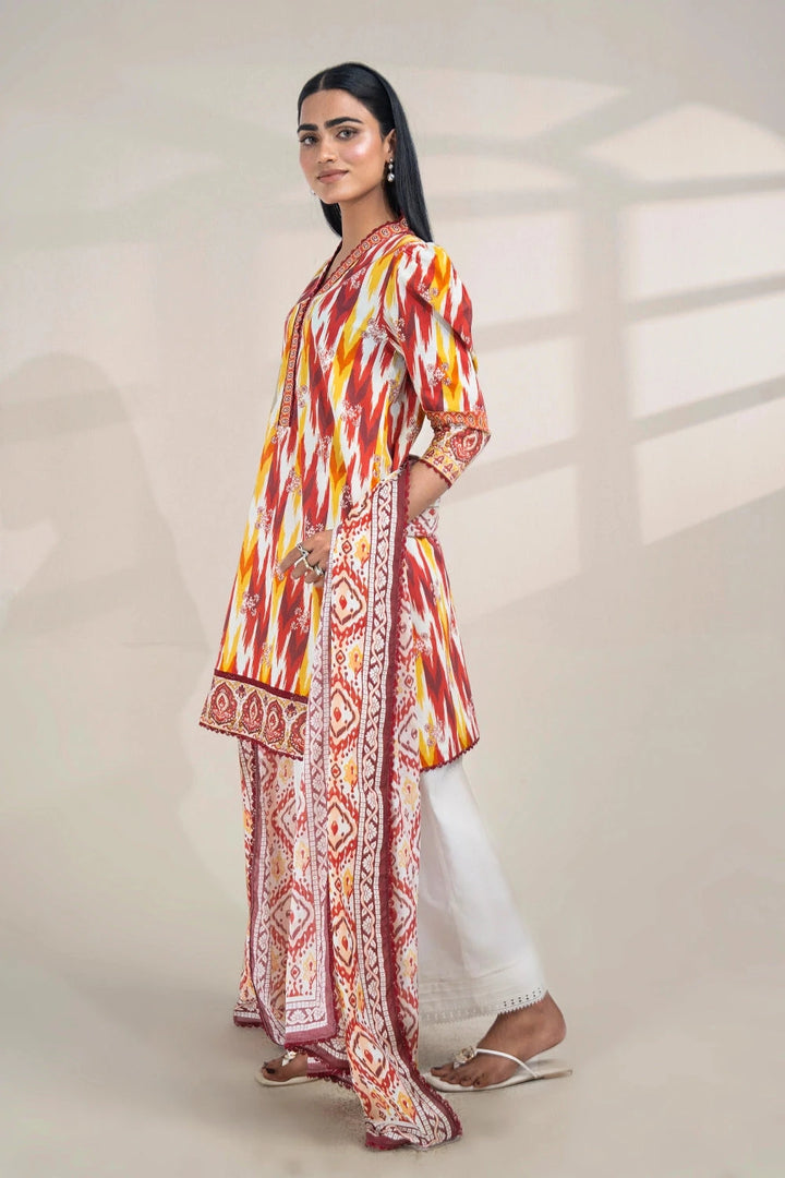 2PC Unstitched Printed Lawn Shirt and Dupatta KSD-3385 Printed KHAS STORES 