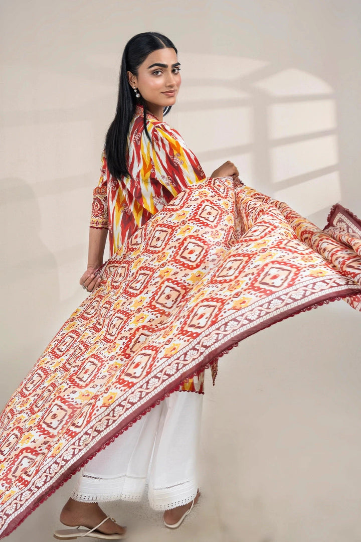 2PC Unstitched Printed Lawn Shirt and Dupatta KSD-3385 Printed KHAS STORES 