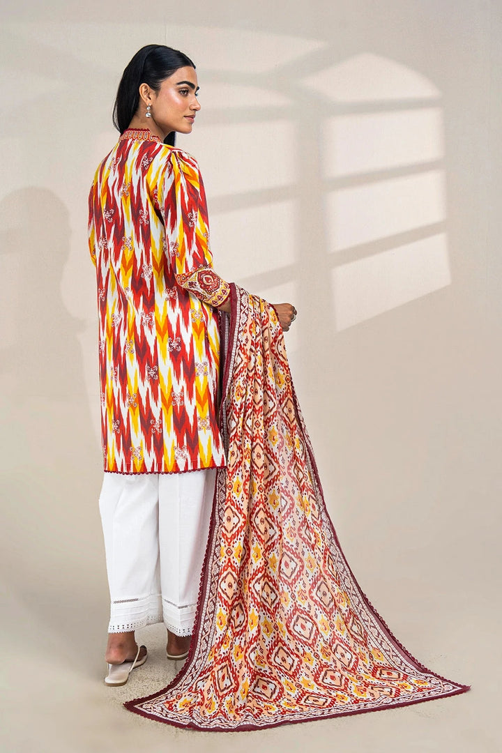 2PC Unstitched Printed Lawn Shirt and Dupatta KSD-3385 Printed KHAS STORES 