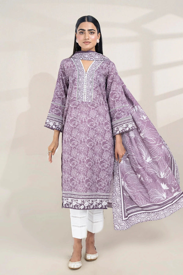 2PC Unstitched Printed Lawn Shirt and Dupatta KSD-3389 Printed KHAS STORES 