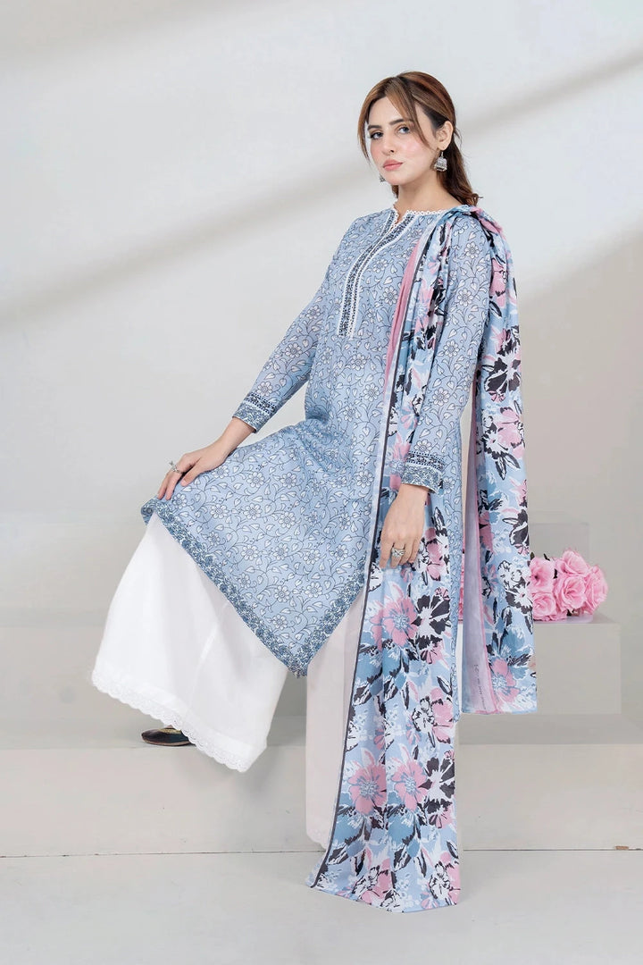 2PC Unstitched Printed Lawn Shirt and Dupatta KSD-3444 Printed KHAS STORES 