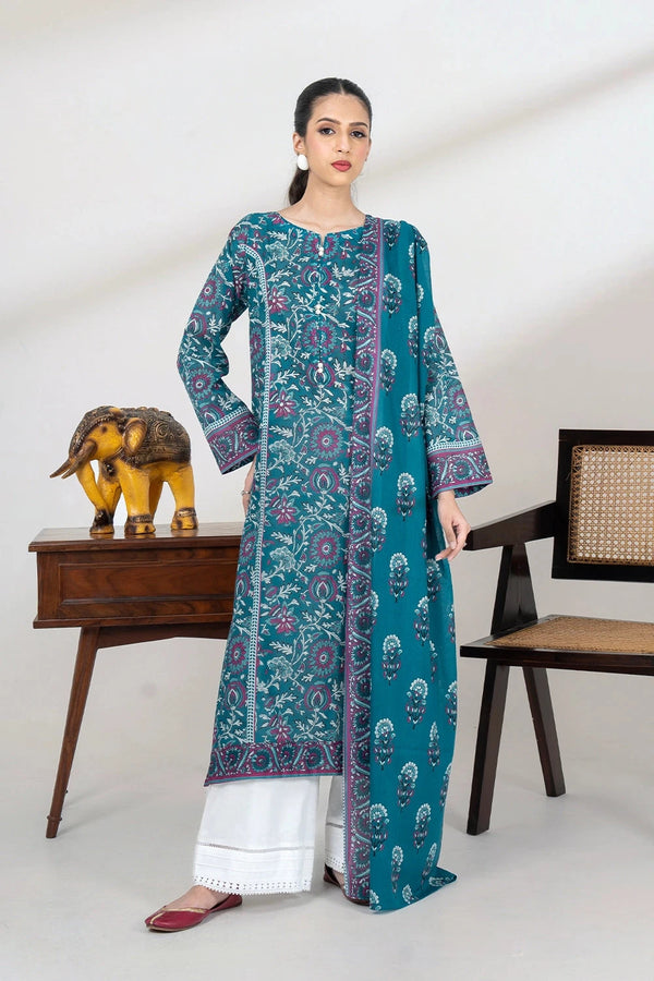 2PC Unstitched Printed Lawn Shirt and Dupatta KSD-3447 Printed KHAS STORES 
