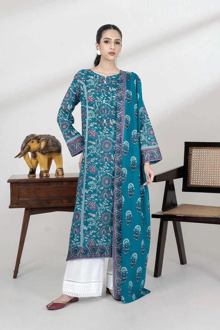 2PC Unstitched Printed Lawn Shirt and Dupatta KSD-3447 Printed KHAS STORES 