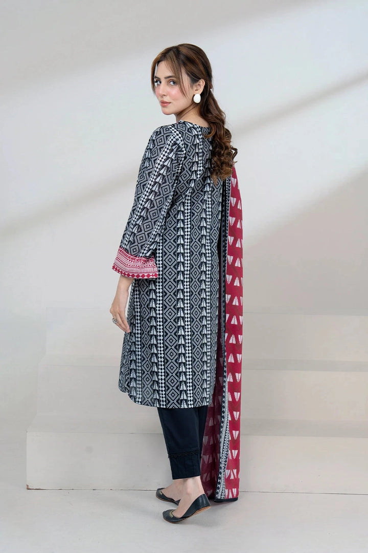 2PC Unstitched Printed Lawn Shirt and Dupatta KSD-3452 Printed KHAS STORES 
