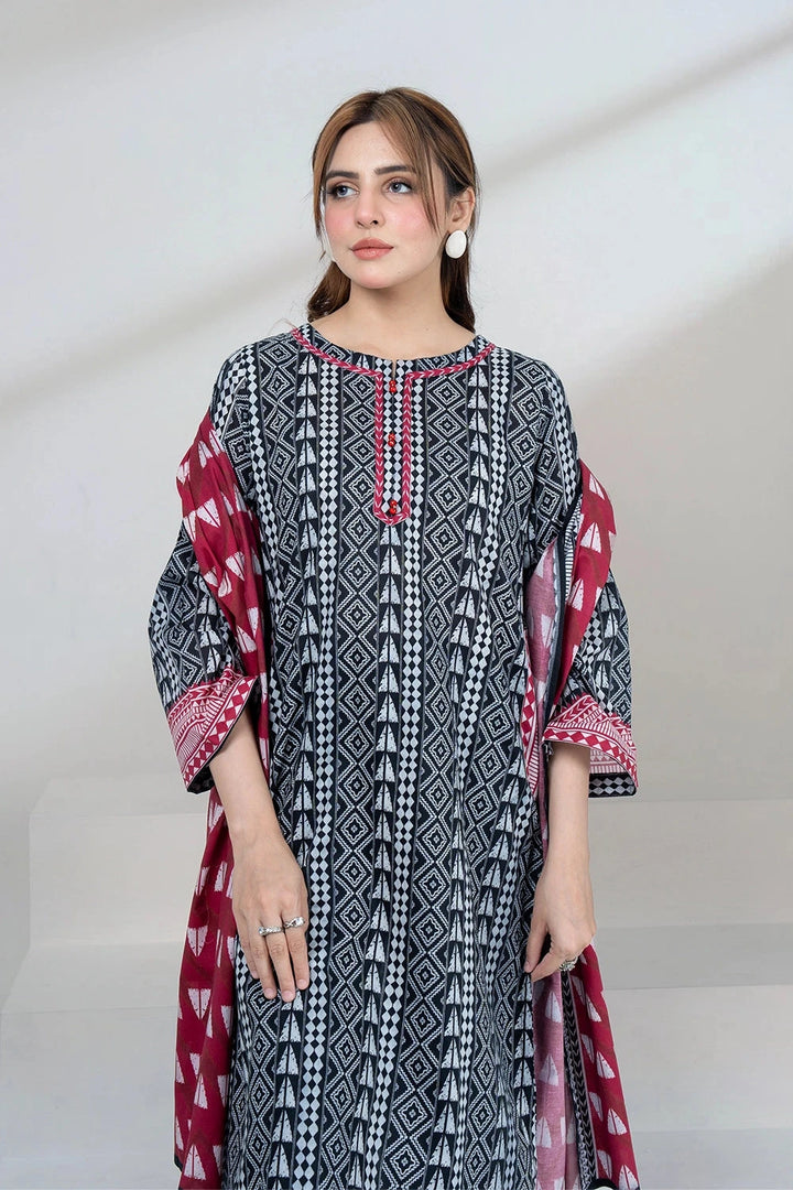 2PC Unstitched Printed Lawn Shirt and Dupatta KSD-3452 Printed KHAS STORES 
