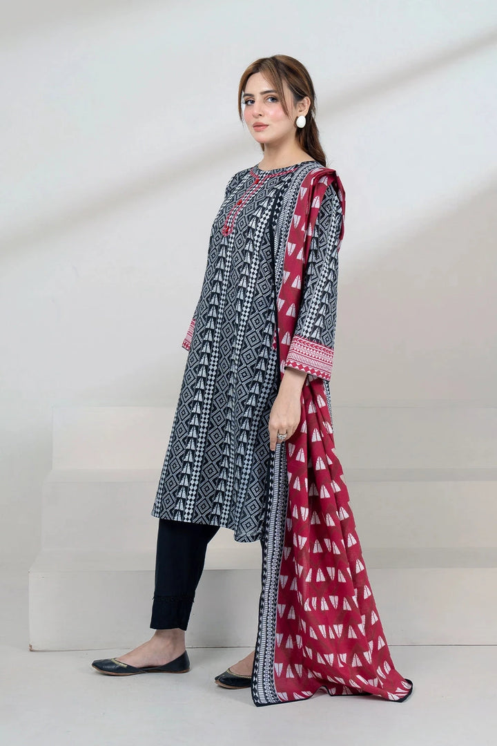 2PC Unstitched Printed Lawn Shirt and Dupatta KSD-3452 Printed KHAS STORES 