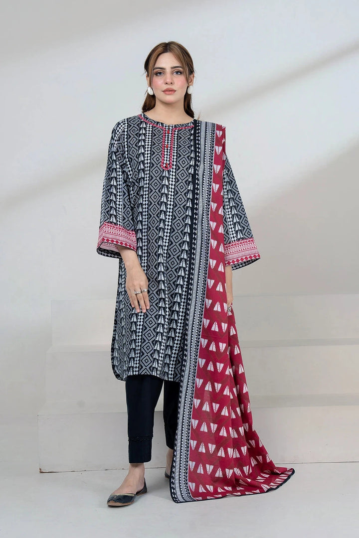 2PC Unstitched Printed Lawn Shirt and Dupatta KSD-3452 Printed KHAS STORES 