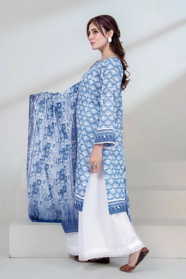 2PC Unstitched Printed Lawn Shirt and Dupatta KSD-3454 Printed KHAS STORES 