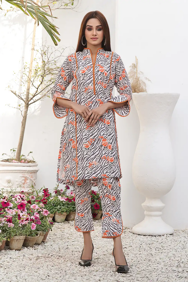 2PC Unstitched Printed Lawn Shirt and Trouser KST-2485 Printed KHAS STORES 