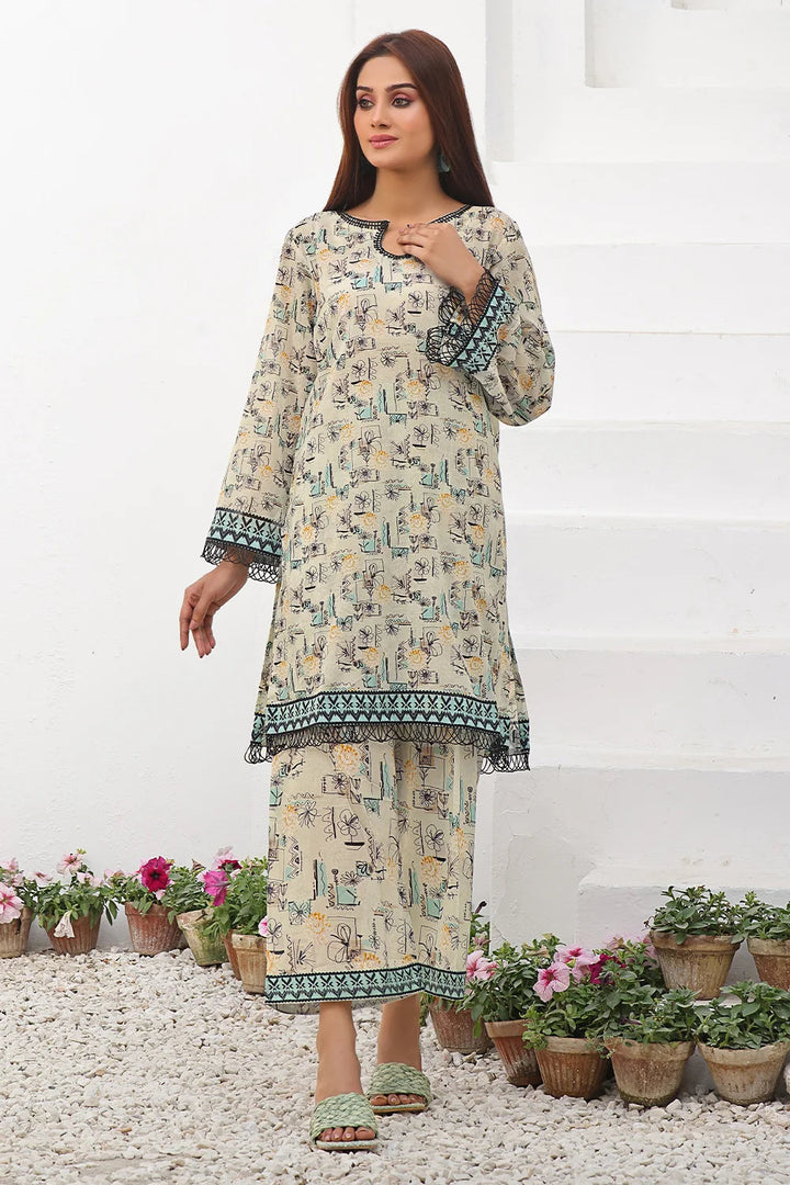 2PC Unstitched Printed Lawn Shirt and Trouser KST-2489 Printed KHAS STORES 