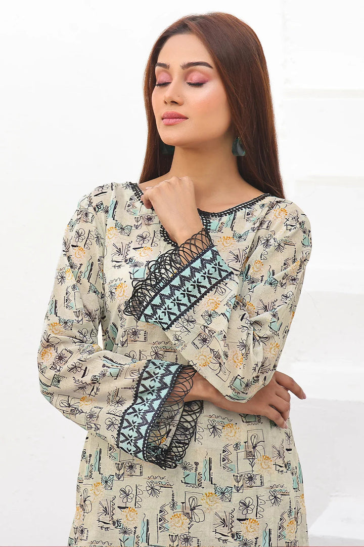 2PC Unstitched Printed Lawn Shirt and Trouser KST-2489 Printed KHAS STORES 
