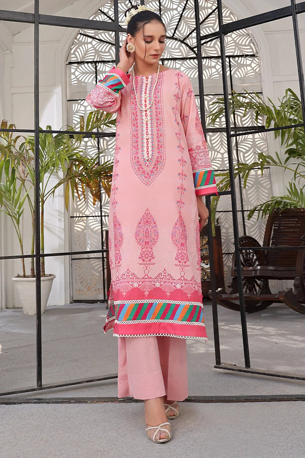 2PC Unstitched Printed Lawn Shirt and Trouser KST-2527 Printed KHAS STORES 