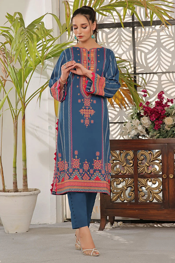2PC Unstitched Printed Lawn Shirt and Trouser KST-2529 Printed KHAS STORES 