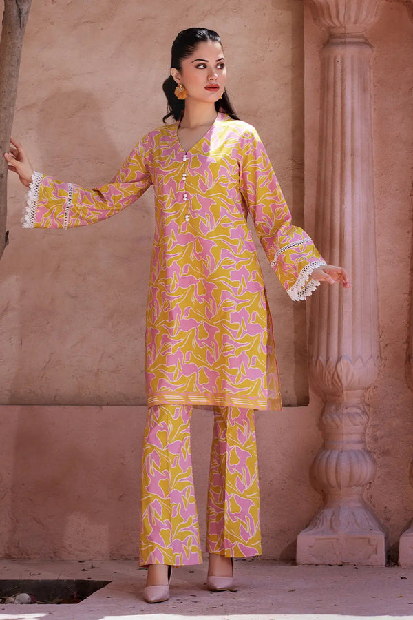 2PC Unstitched Printed Lawn Shirt and Trouser KST-2637 Printed KHAS STORES 