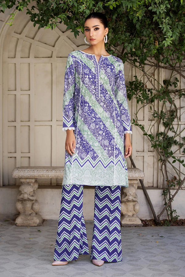 2PC Unstitched Printed Lawn Shirt and Trouser KST-2643 Printed KHAS STORES 