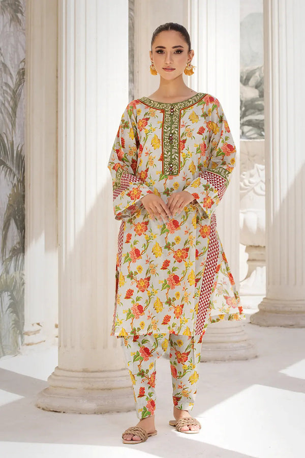 2PC Unstitched Printed Lawn Shirt and Trouser KST-2646 Printed KHAS STORES 