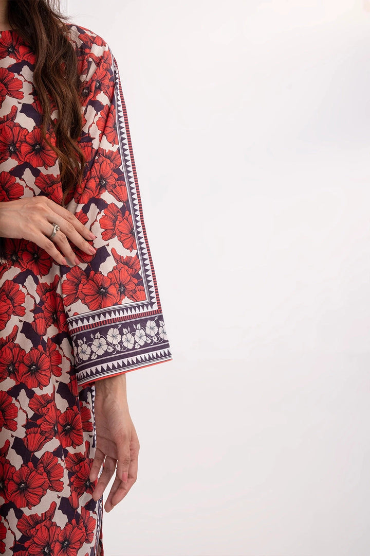 2PC Unstitched Printed Lawn Shirt and Trouser KST-3242 Printed KHAS STORES 