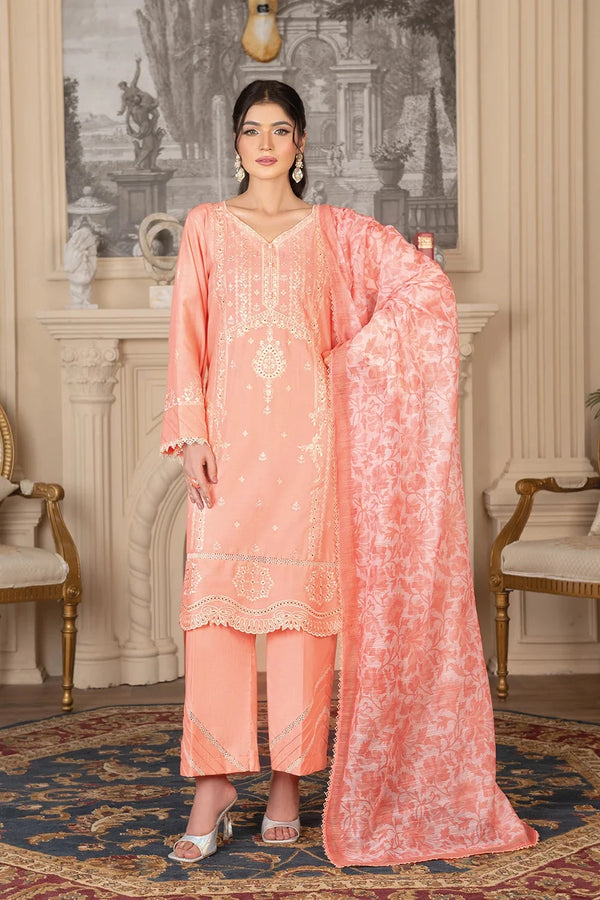 3PC Embroidered Unstitched Cambric Suit KCCE-3520 Embroidered KHAS STORES 