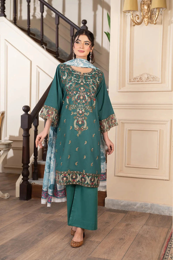3PC Embroidered Unstitched Cambric Suit KCCE-3527 Embroidered KHAS STORES 