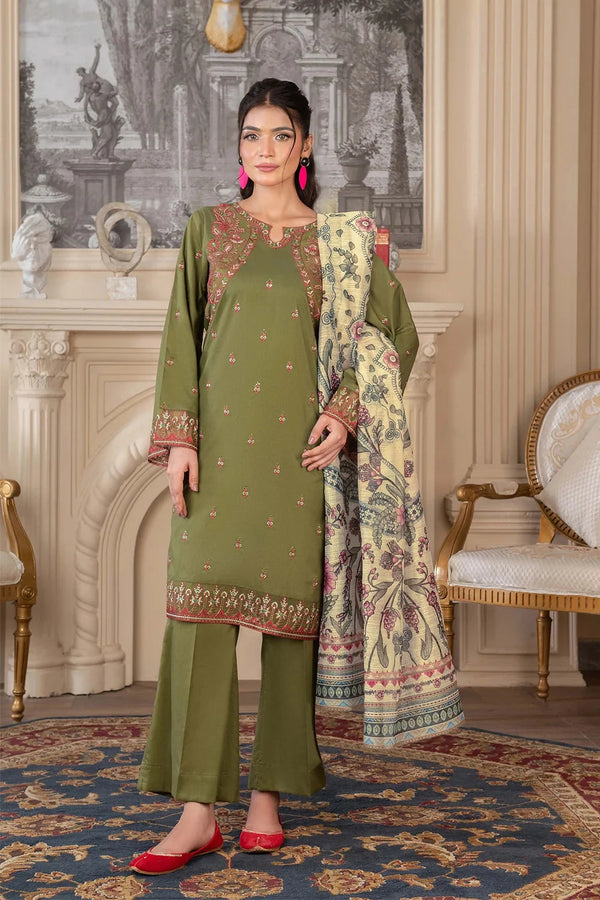 3PC Embroidered Unstitched Cambric Suit KCCE-3528 Embroidered KHAS STORES 