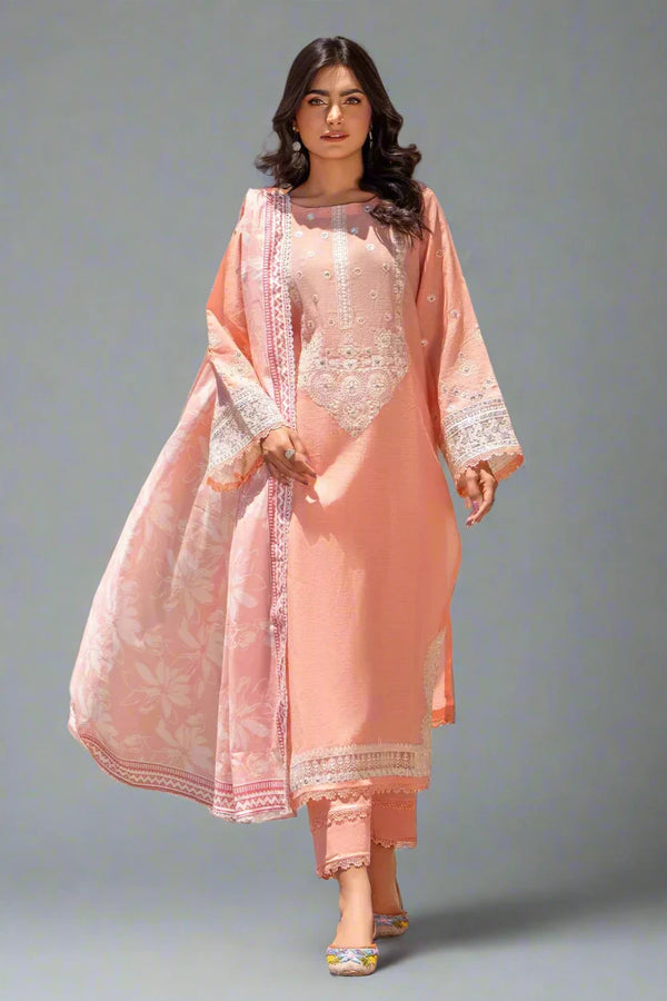 3PC Embroidered Unstitched Cambric Suit KSDE-2824 Embroidered KHAS STORES 