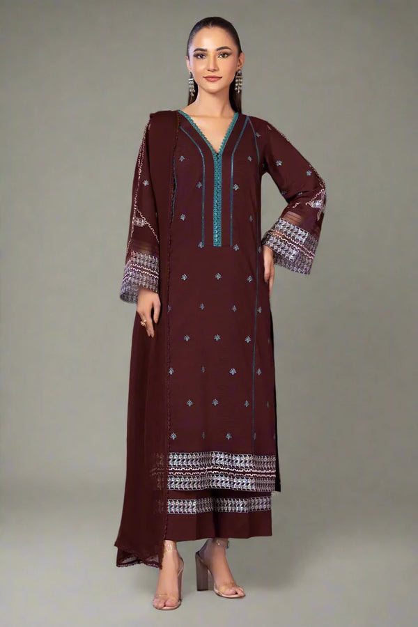 3PC Embroidered Unstitched Cambric Suit KSDE-2835 Embroidered KHAS STORES 