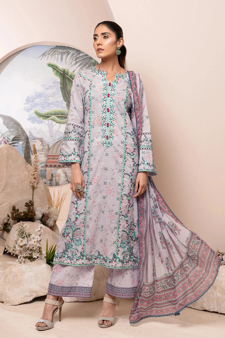 3PC Embroidered Unstitched Lawn Suit KCE-3222 Embroidered KHAS STORES 
