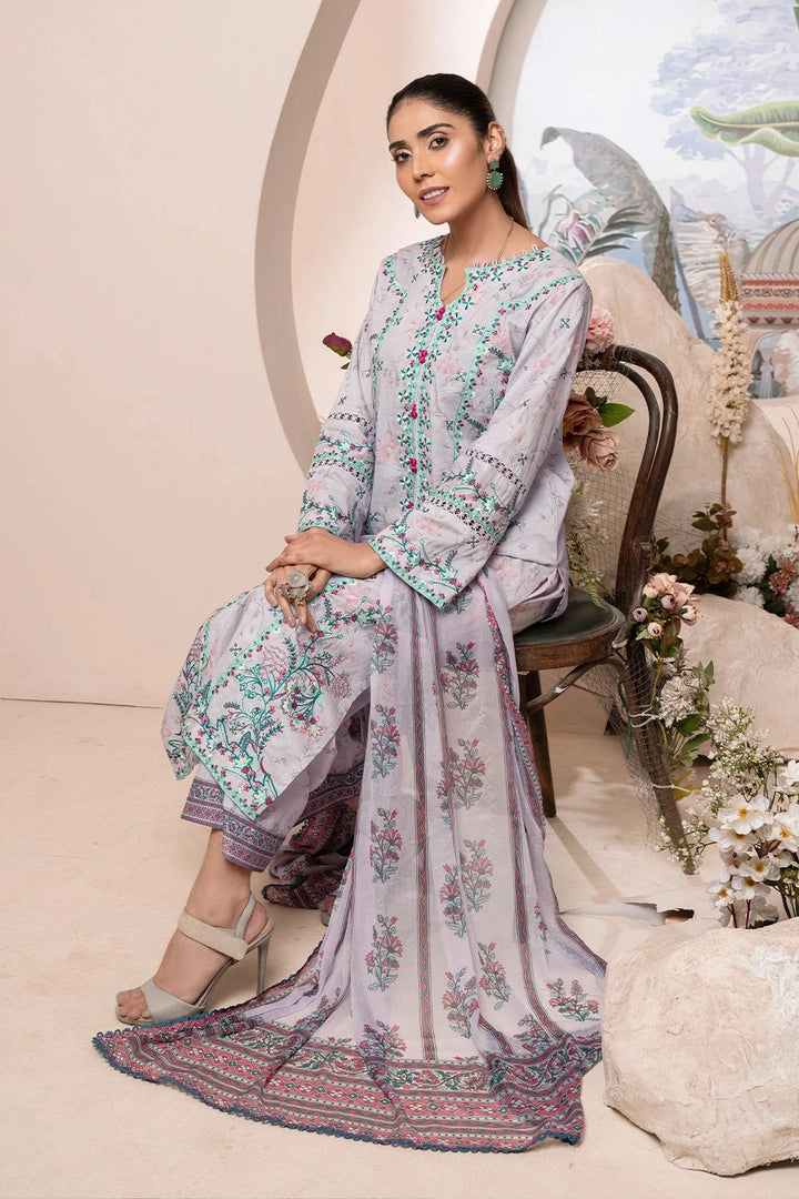 3PC Embroidered Unstitched Lawn Suit KCE-3222 Embroidered KHAS STORES 