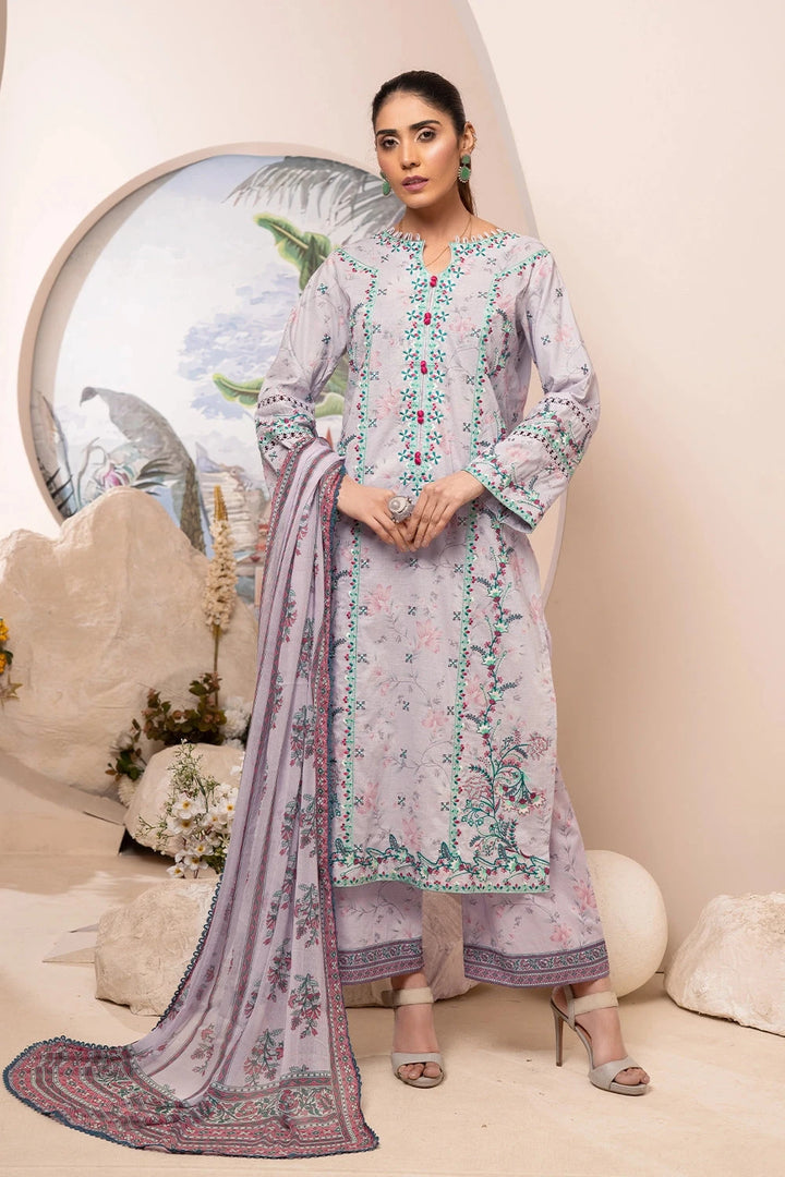 3PC Embroidered Unstitched Lawn Suit KCE-3222 Embroidered KHAS STORES 