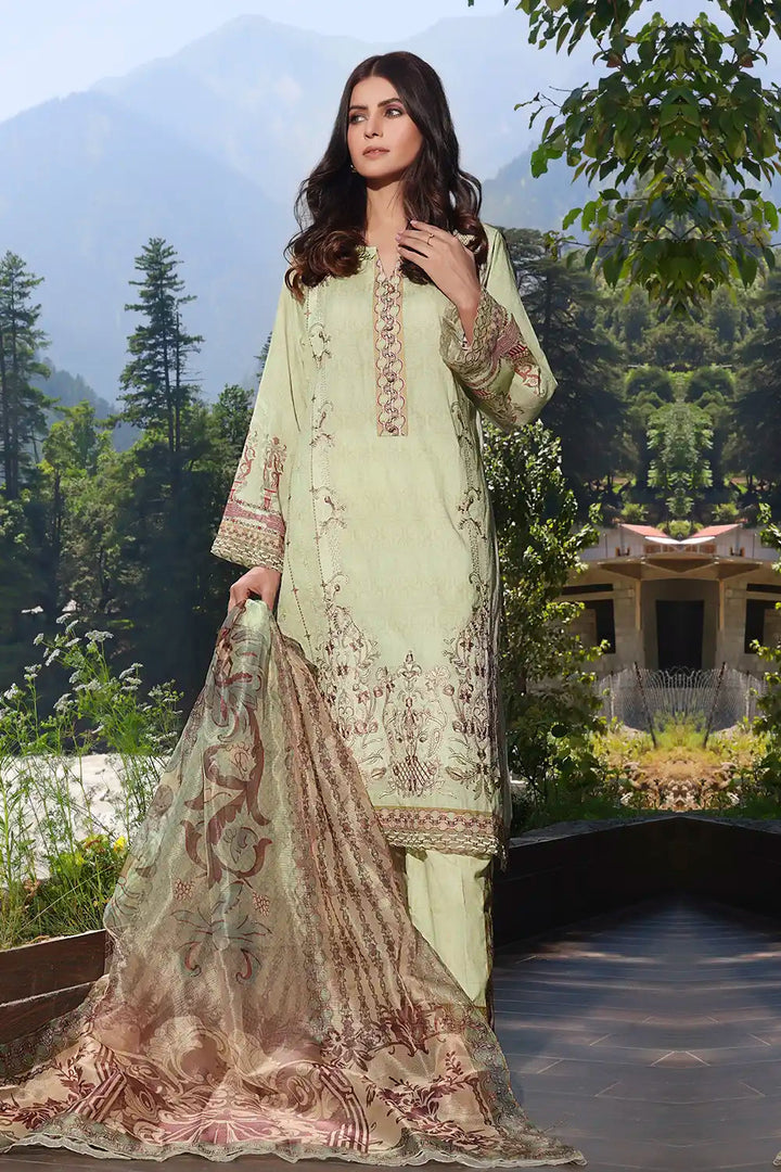 3PC Embroidered Unstitched Lawn Suit KCNE-2118 Embroidered KHAS STORES 