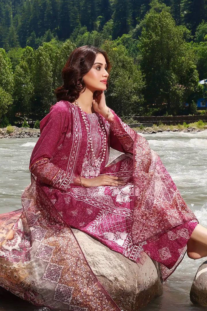 3PC Embroidered Unstitched Lawn Suit KCNE-2119 Embroidered KHAS STORES 