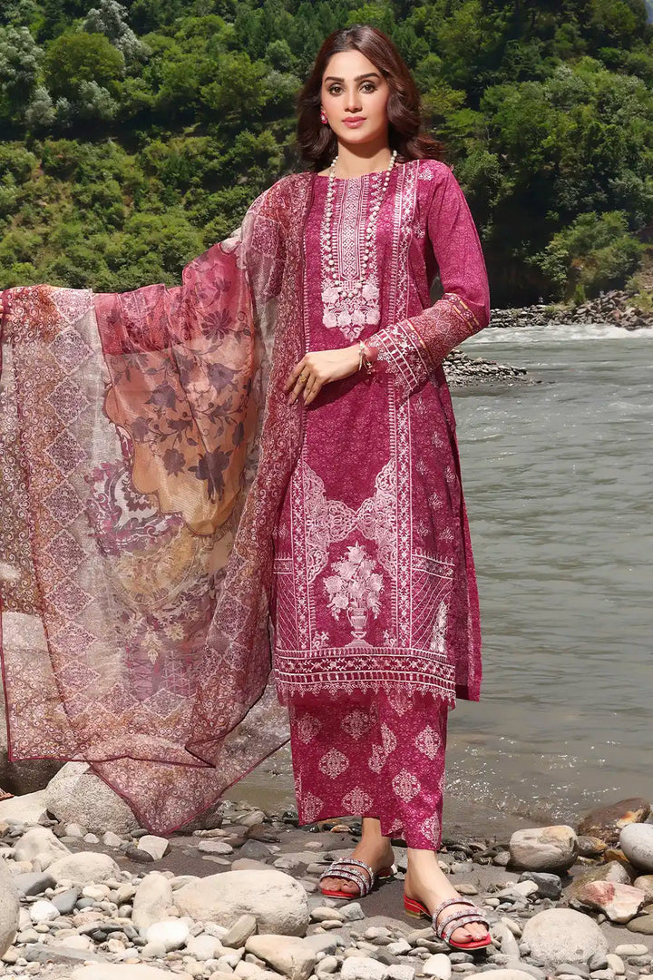 3PC Embroidered Unstitched Lawn Suit KCNE-2119 Embroidered KHAS STORES 