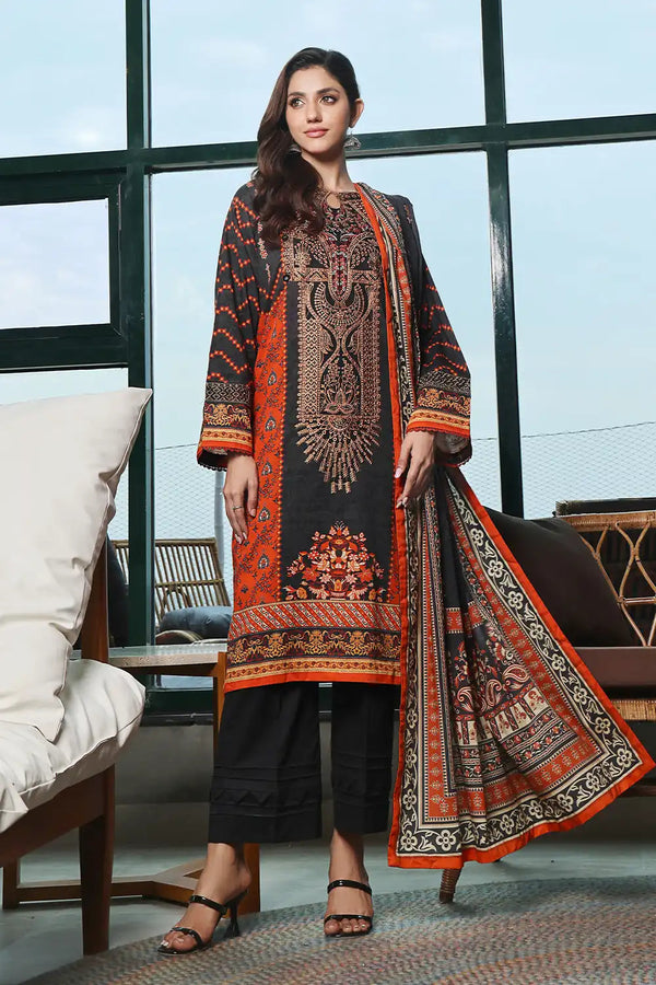 3PC Embroidered Unstitched Lawn Suit KL-2428 Embroidered KHAS STORES 