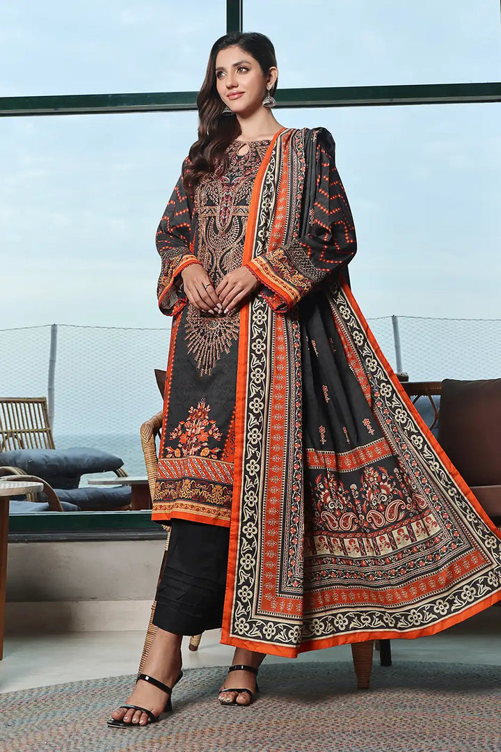 3PC Embroidered Unstitched Lawn Suit KL-2428 Embroidered KHAS STORES 
