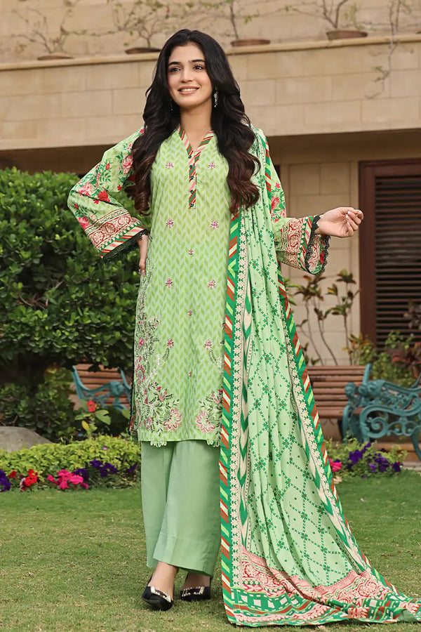 3PC Embroidered Unstitched Lawn Suit KL-2432 Embroidered KHAS STORES 