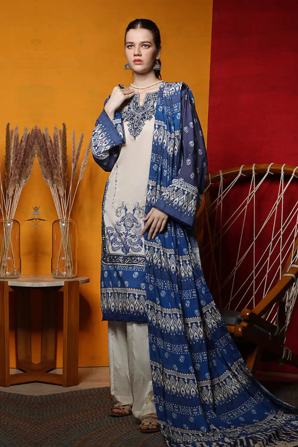 3PC Embroidered Unstitched Lawn Suit KL-2433 Embroidered KHAS STORES 