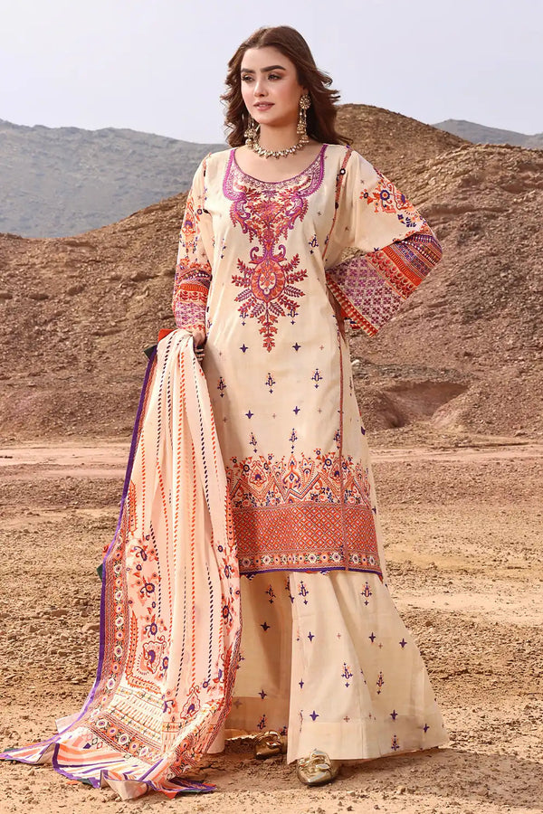 3PC Embroidered Unstitched Lawn Suit KL-2434 Embroidered KHAS STORES 