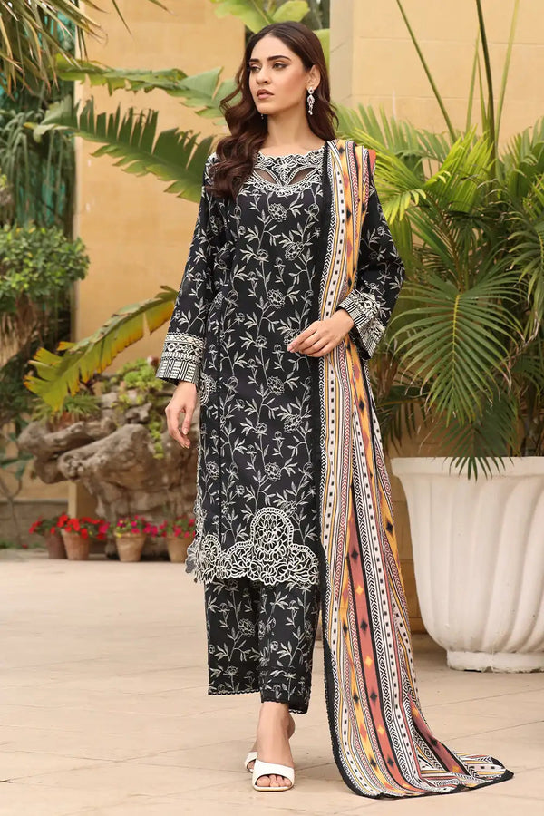 3PC Embroidered Unstitched Lawn Suit KL-2436 Embroidered KHAS STORES 
