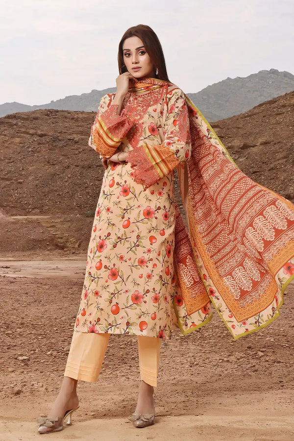 3PC Embroidered Unstitched Lawn Suit KL-2439 Embroidered KHAS STORES 